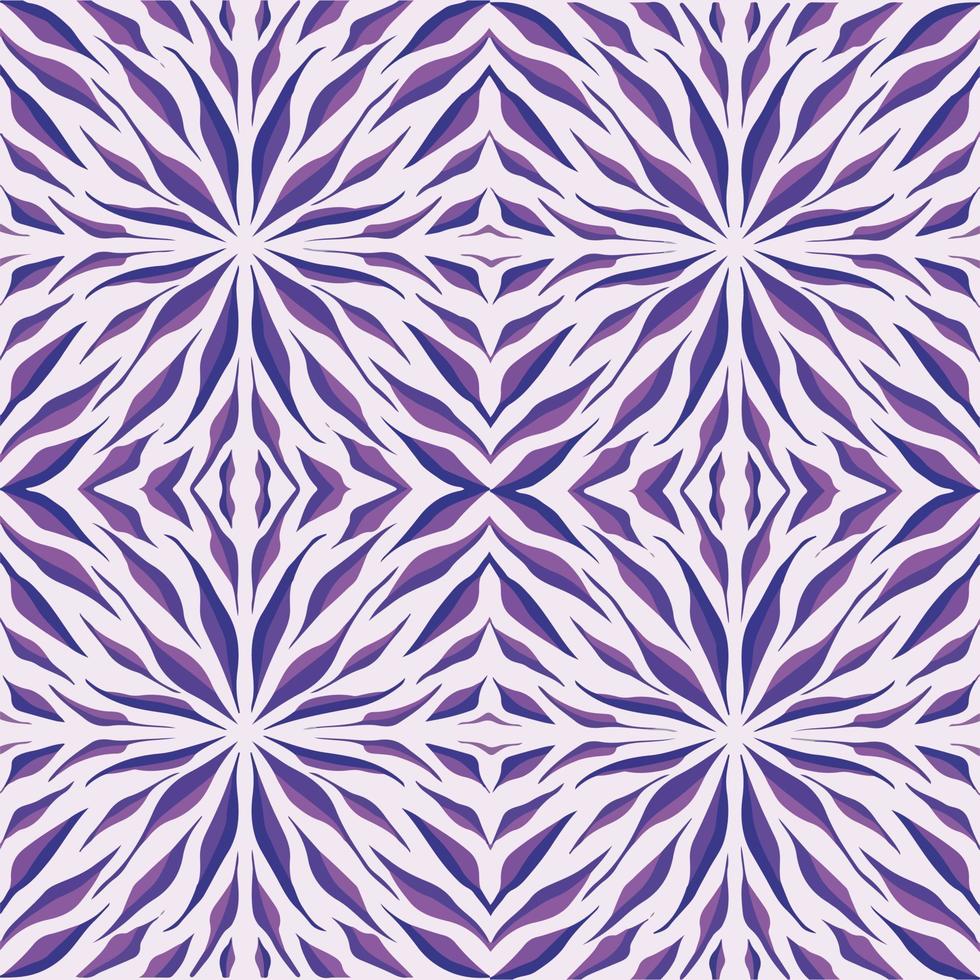 lila Fliese symmetrischer Mustervektor quadratischer Hintergrund. Blumenähnliche Mustertapete für Geschenkpapier, Grußkarten, Schalstoffdruck und andere Zwecke mit flachem Pinselstrich isoliert vektor