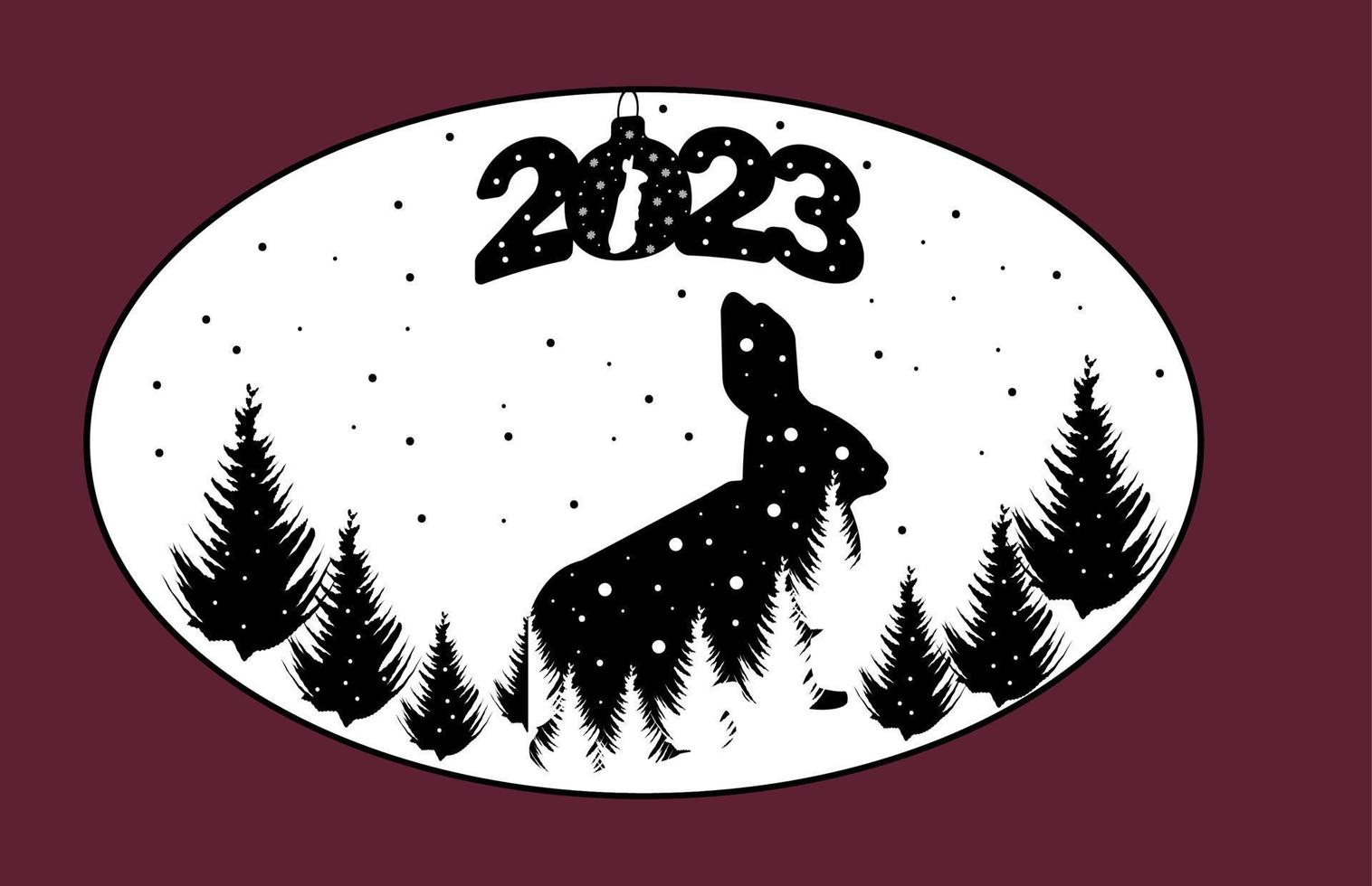 Umriss Weihnachtshase - ein Symbol für 2023. vektor