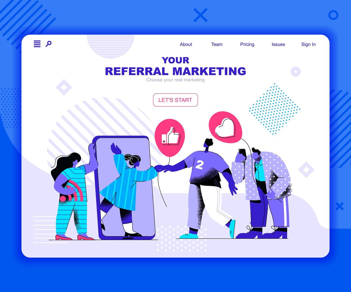 Referenz Marketing Landing Page Vorlage vektor