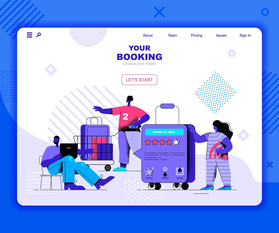 Buchung Landing Page Vorlage vektor