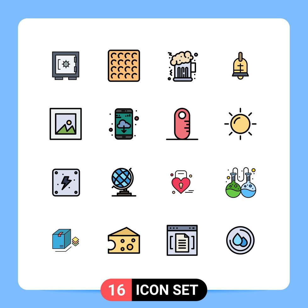 moderner satz von 16 flachen, farbgefüllten linien piktogramm des app-layouts nachtbild ostern editierbare kreative vektordesignelemente vektor
