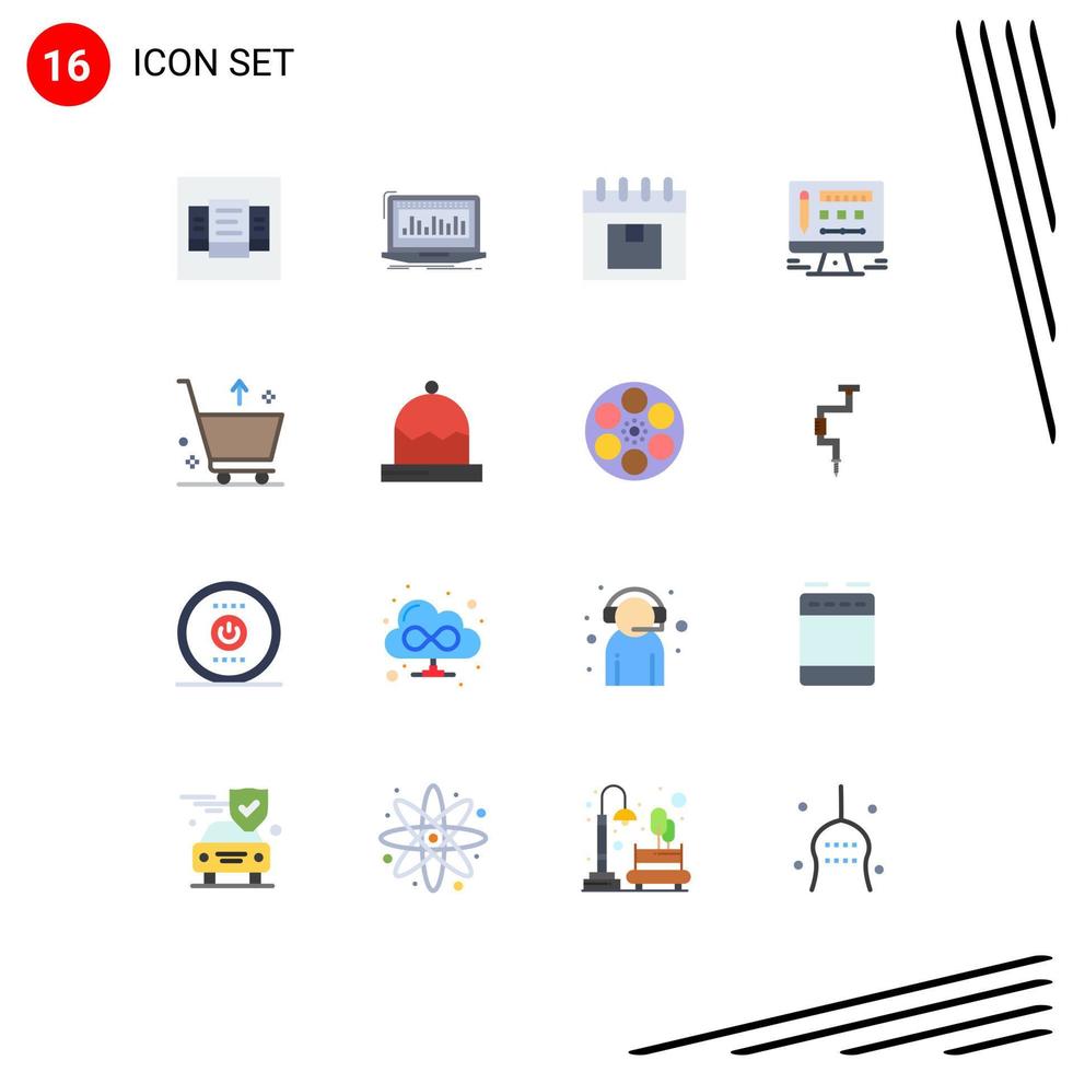16 flaches Farbkonzept für mobile Websites und Apps Commerce Design Kalenderbildschirm Produkt editierbares Paket kreativer Vektordesignelemente vektor