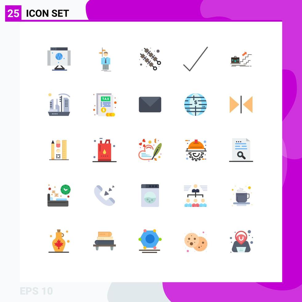 Gruppe von 25 modernen flachen Farben, die für die Karrierewachstumsrichtung eingestellt sind, überprüfen Sie editierbare Vektordesign-Elemente vektor