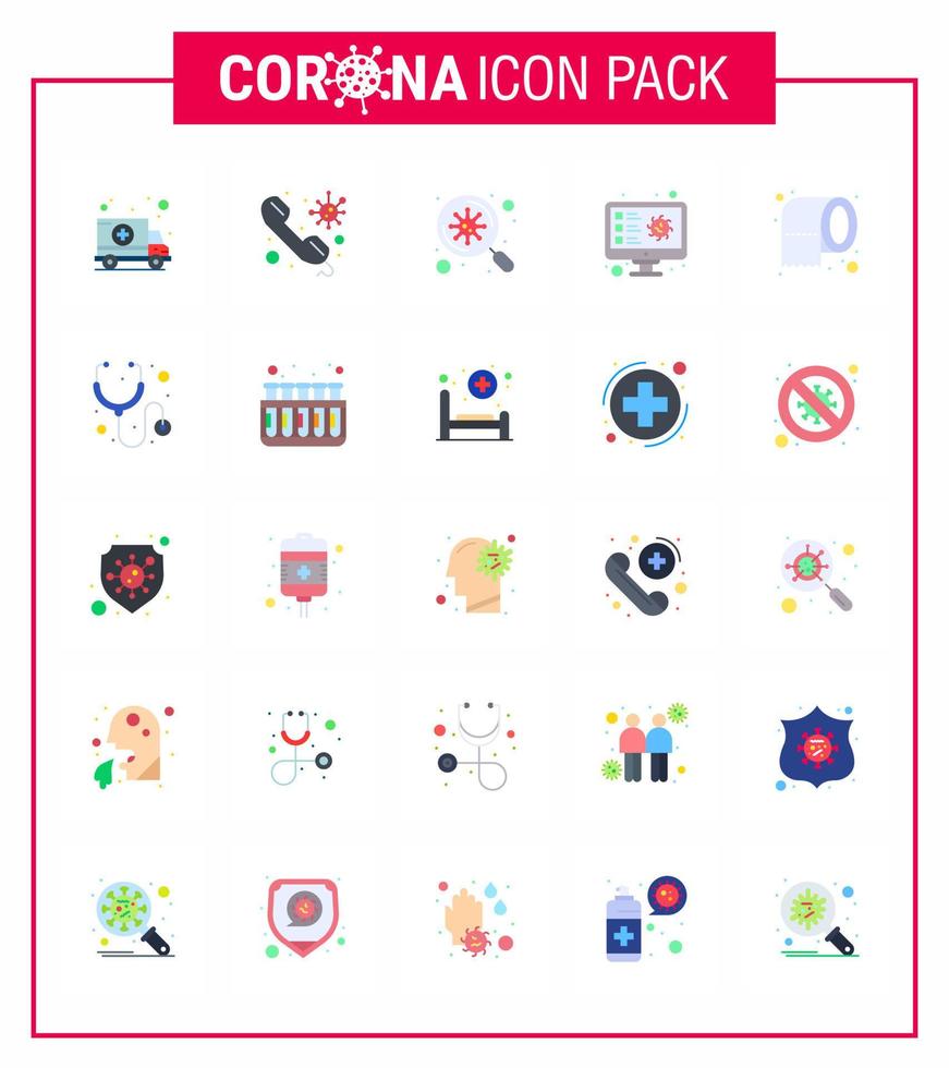 coronavirus förebyggande uppsättning ikoner 25 platt Färg ikon sådan som spela in skanna ring upp undersökning skanna viral coronavirus 2019 nov sjukdom vektor design element