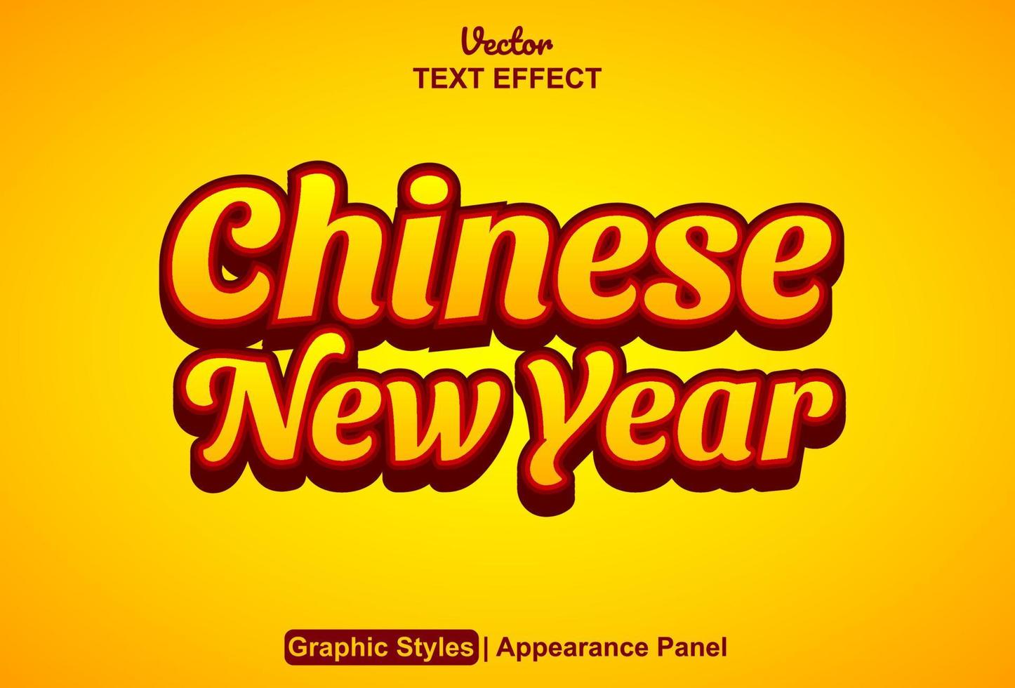 frohes chinesisches neujahr texteffekt mit grafikstil und editierbar. vektor