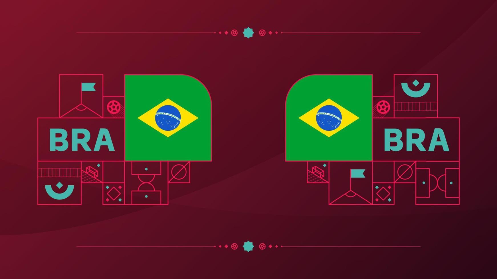 brasilianische flagge für das fußballpokalturnier 2022. isolierte nationalmannschaftsflagge mit geometrischen elementen für 2022 fußball- oder fußballvektorillustration vektor