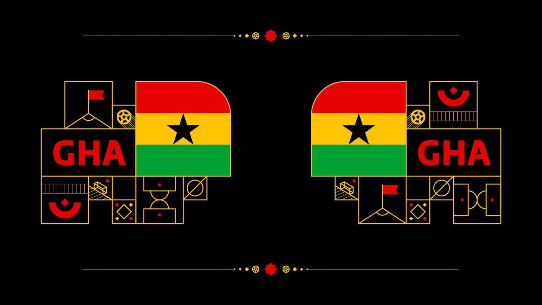 Ghana-Flagge für das Fußballpokalturnier 2022. isolierte nationalmannschaftsflagge mit geometrischen elementen für 2022 fußball- oder fußballvektorillustration vektor