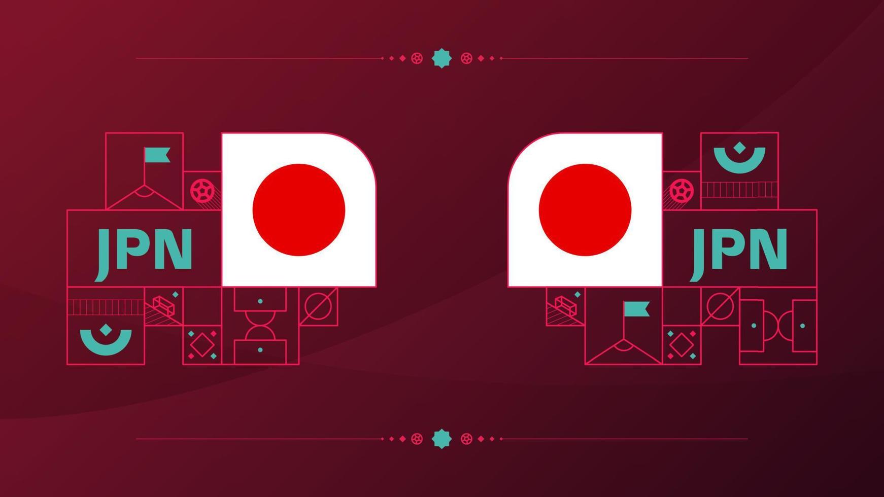 japanische flagge für das fußballpokalturnier 2022. isolierte nationalmannschaftsflagge mit geometrischen elementen für 2022 fußball- oder fußballvektorillustration vektor