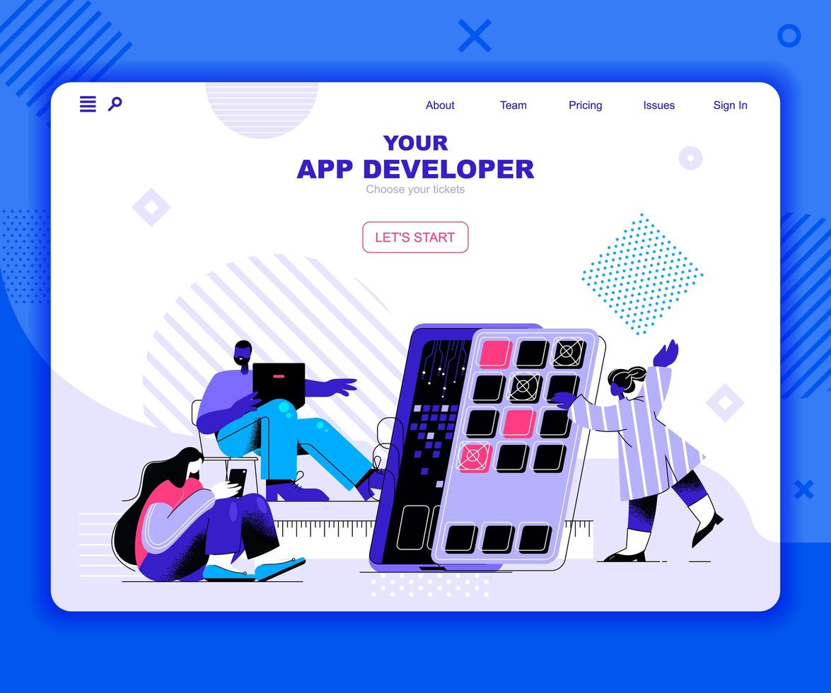 mall för apputvecklingsmålsida vektor