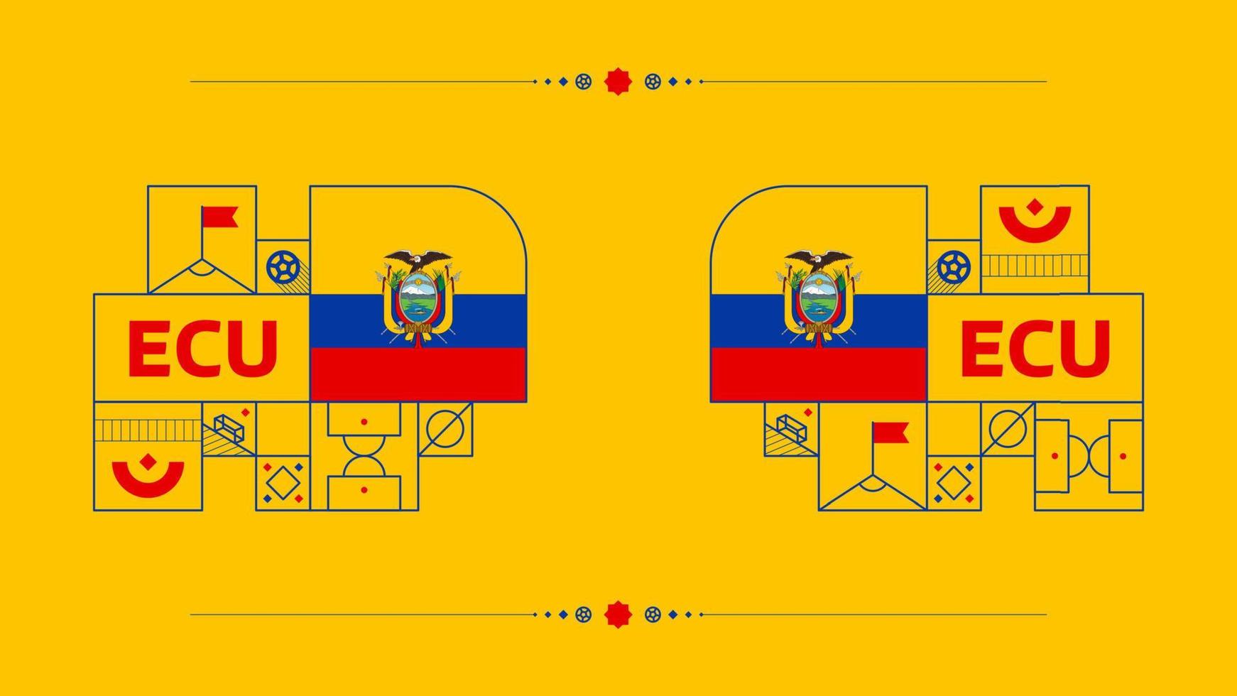 ecuador flagga för 2022 fotboll kopp turnering. isolerat nationell team flagga med geometrisk element för 2022 fotboll eller fotboll vektor illustration