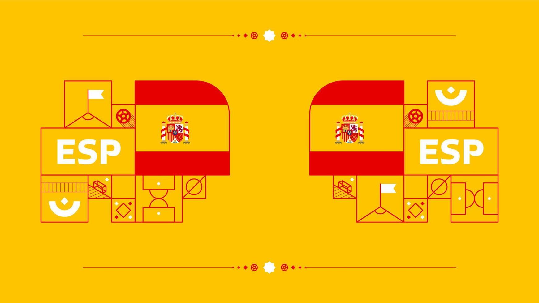 Spanien flagga för 2022 fotboll kopp turnering. isolerat nationell team flagga med geometrisk element för 2022 fotboll eller fotboll vektor illustration