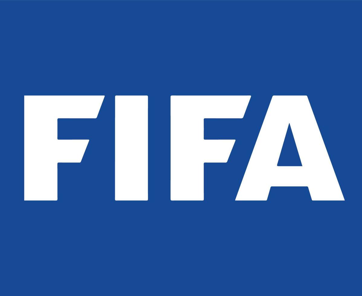 fifa officiell logotyp vit symbol design vektor abstrakt illustration med blå bakgrund