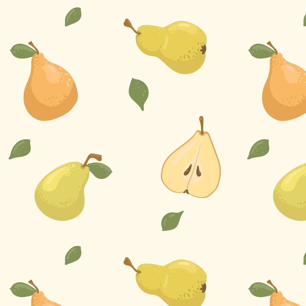 frukt mönster. mogen saftig päron på en mönster för textilier, tapeter, tyger, bakgrunder. vektor