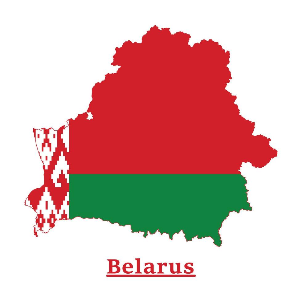 weißrussland nationalflaggenkartendesign, illustration der weißrussischen landesflagge innerhalb der karte vektor