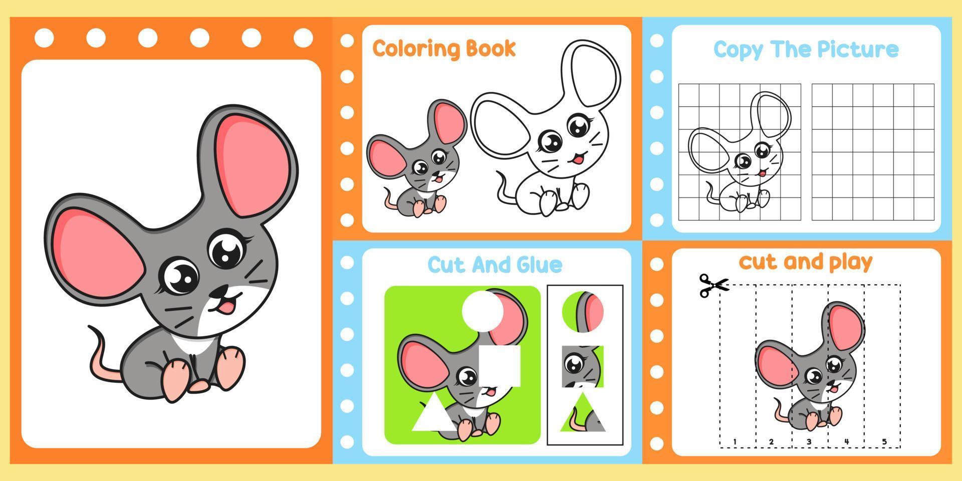 kalkylblad packa för barn med mus. roligt inlärning för barn vektor