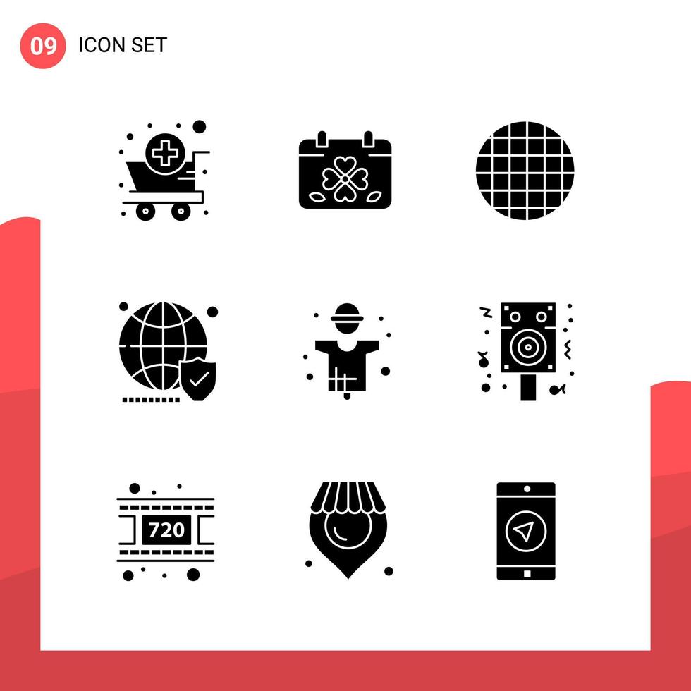 packa av 9 universell glyf ikoner för skriva ut media på vit bakgrund vektor