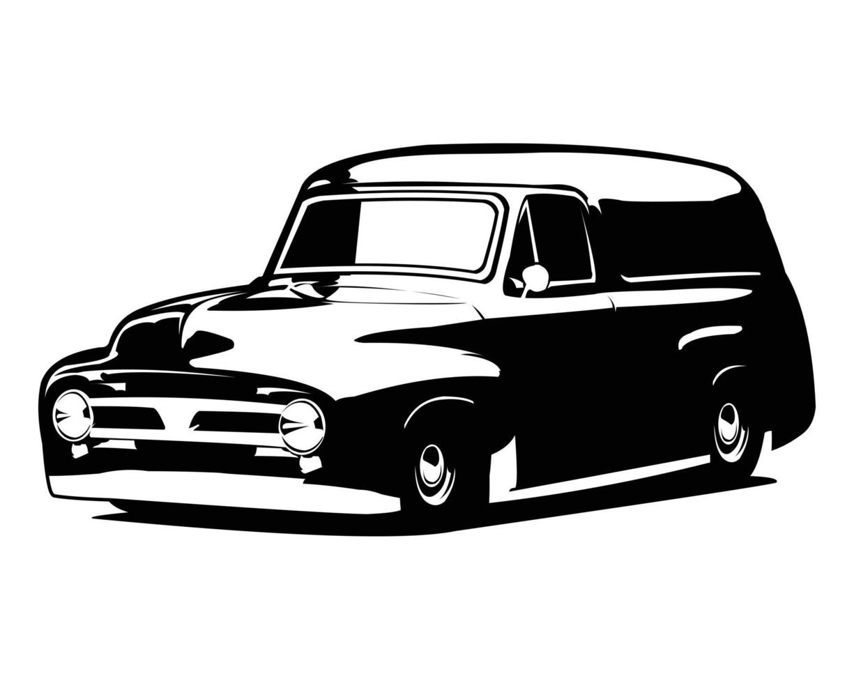 altes Auto-Silhouette-Vektor-Logo isoliert auf weißem Hintergrund, das von der Seite zeigt. am besten für die autoindustrie. Illustrationen verfügbar in eps 10. vektor