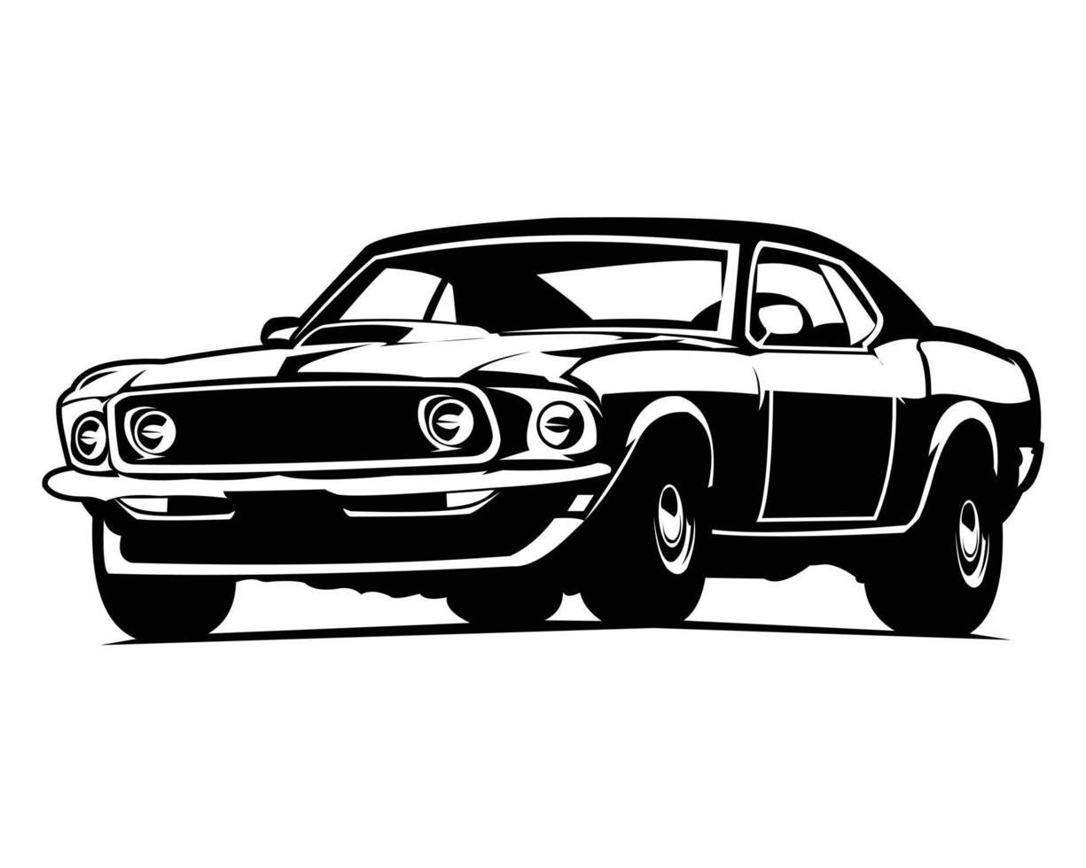 gammal amerikan muskel bil isolerat vektor illustration som visar från de sida. bäst för bricka, ikon och klistermärke design.
