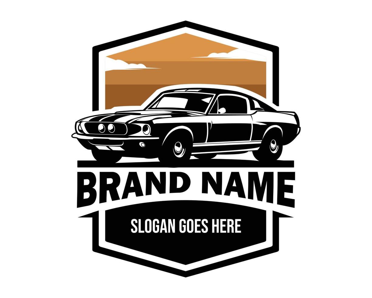 Shelby Muscle Car Logo isolierte weiße Hintergrundansicht von der Seite. am besten für autoindustrie, abzeichen, emblem, symbol und aufkleberdesign. Vektorgrafik verfügbar in eps 10. vektor