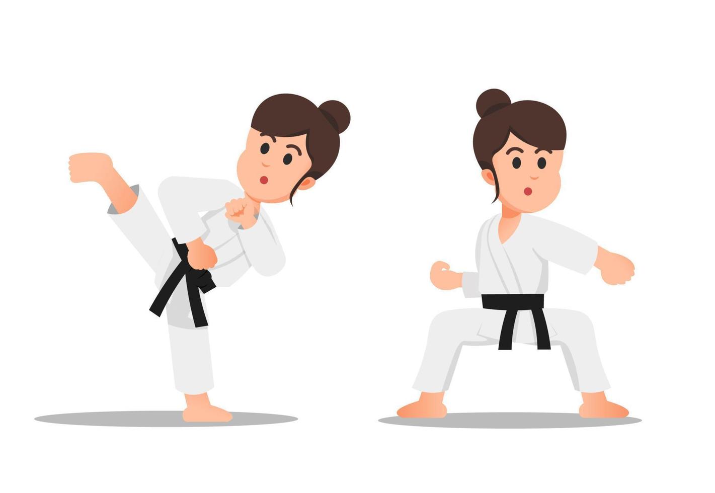 ein kleines Mädchen mit einigen Karatebewegungen vektor