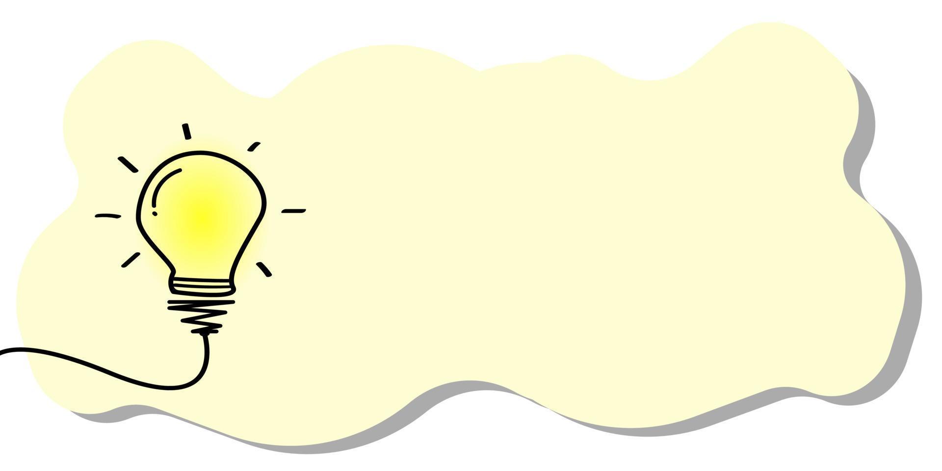 Glühbirne mit gelbem Hintergrund gezeichnet. Design, Freiraum, Text, kreative und innovative Ideen. Vektor-Illustration vektor