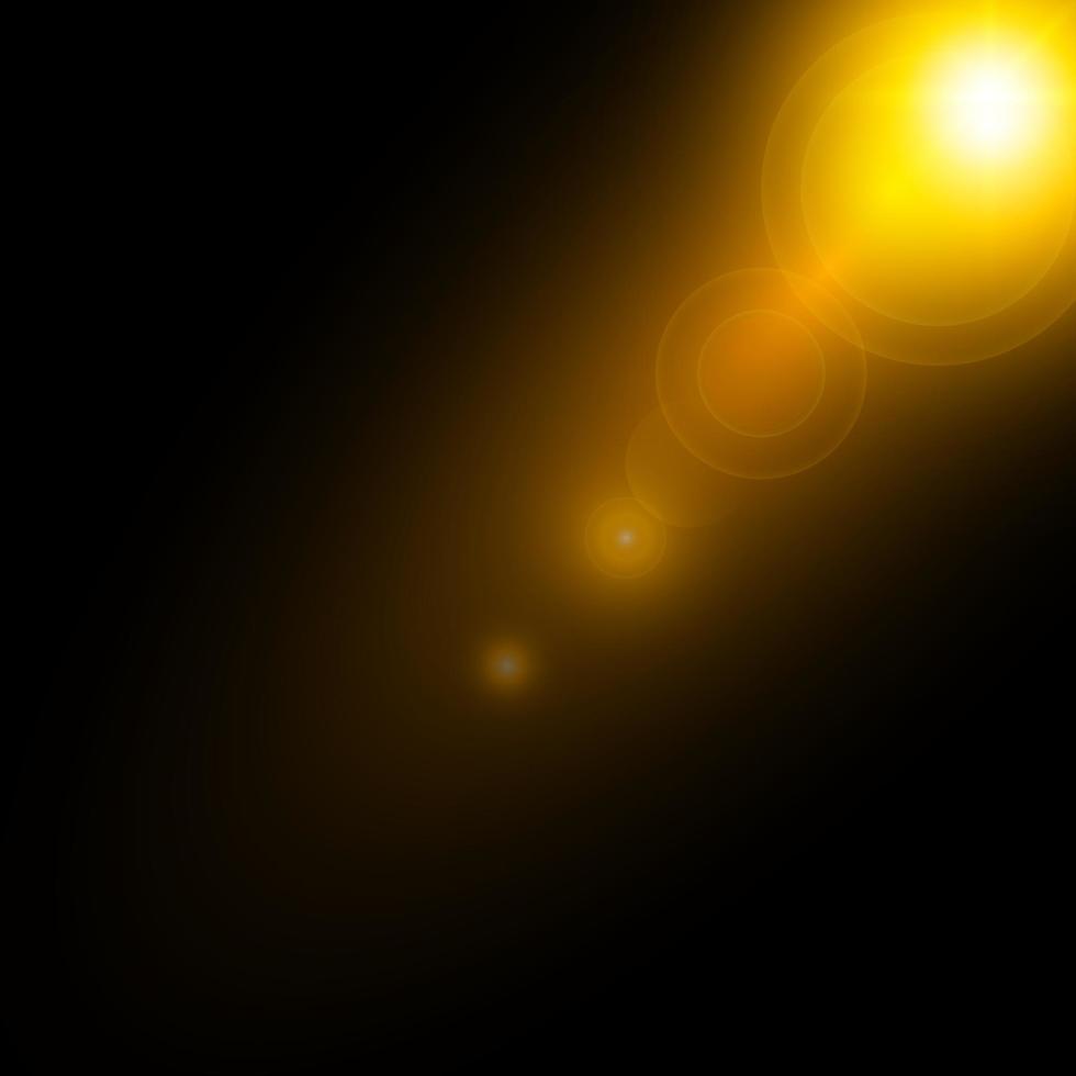orange ljus effekt på svart bakgrund. vektor illustration