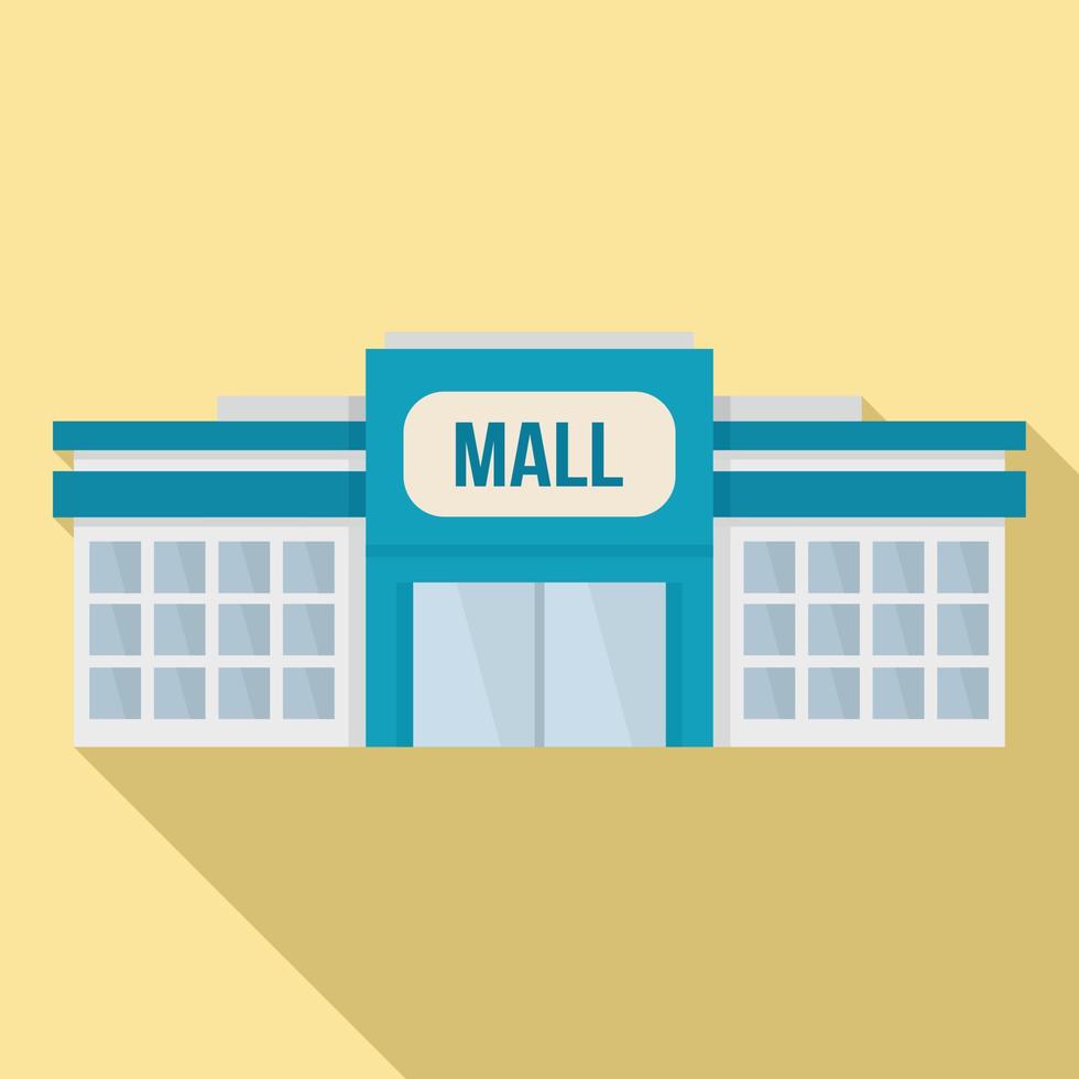 kleine Mall-Gebäude-Ikone, flacher Stil vektor