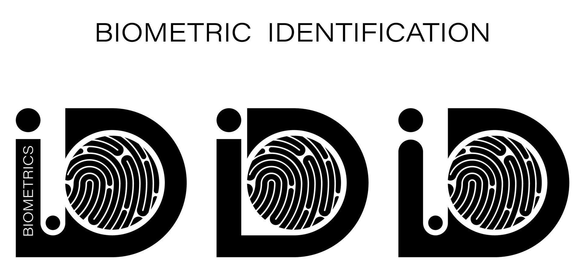 ID-Fingerabdrucksymbol für Identifikations-Apps. Biometrische Identifizierung menschlicher Daten. Einzigartiges Muster am Finger. Suchgeräte zum Scannen von Daten. Vektor