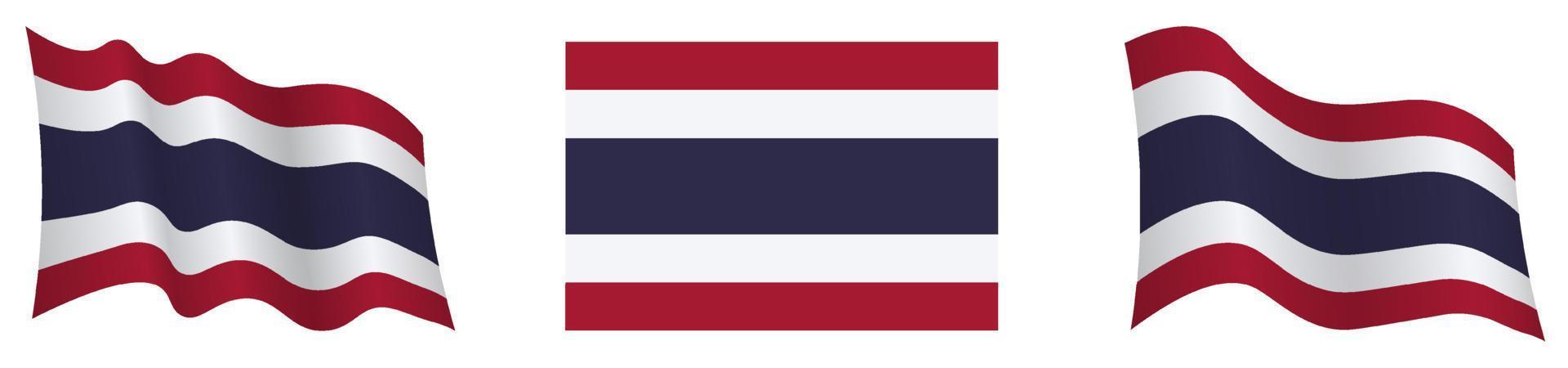 flagga av rike av thailand i statisk placera och i rörelse, utvecklande i vind i exakt färger och storlekar, på vit bakgrund vektor