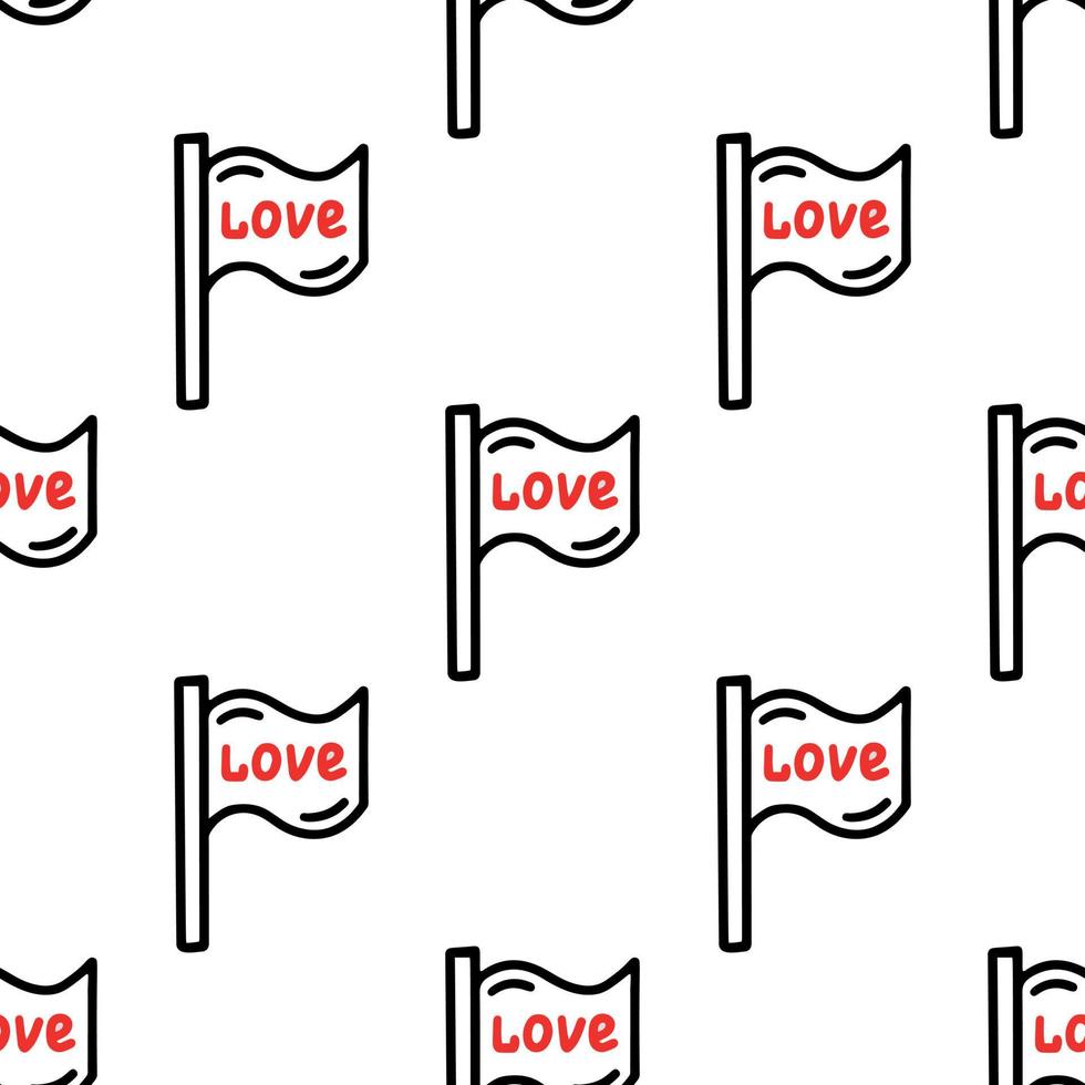 Nahtloses Muster mit einer Flagge mit der Aufschrift Liebe vektor