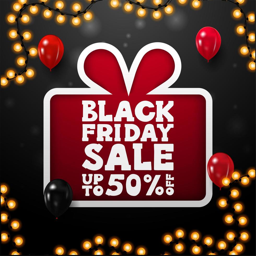 Black Friday Sale, bis zu 50 Rabatt auf Geschenkplakate vektor