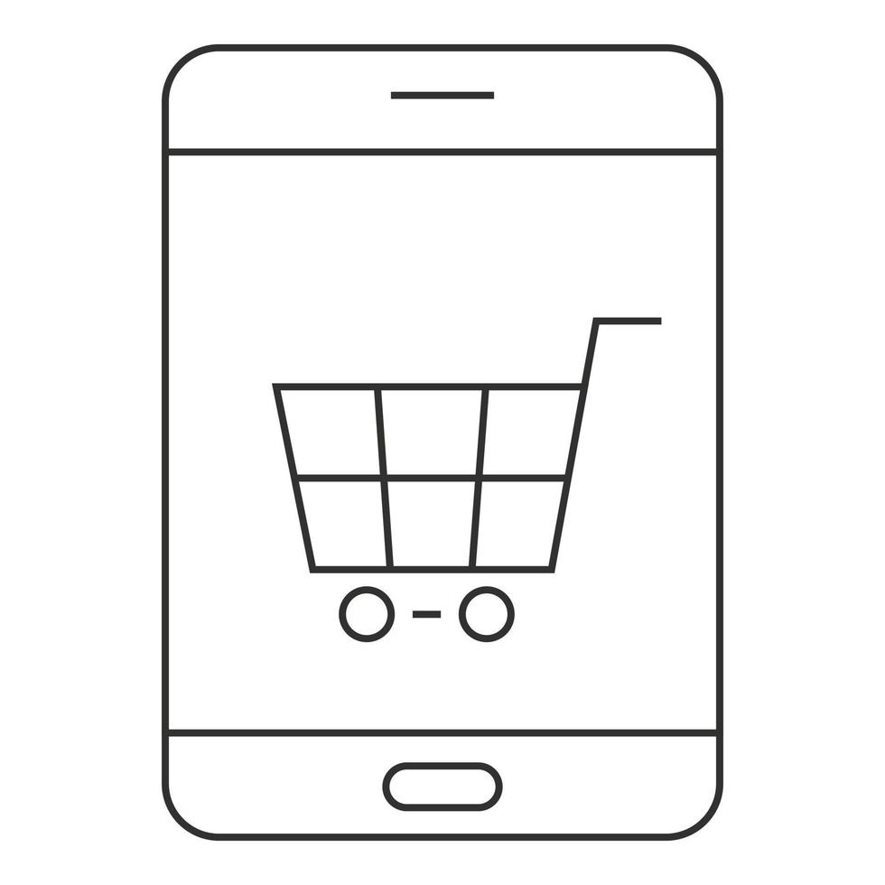 Online-Smartphone-Shopping-Symbol, Umrissstil vektor