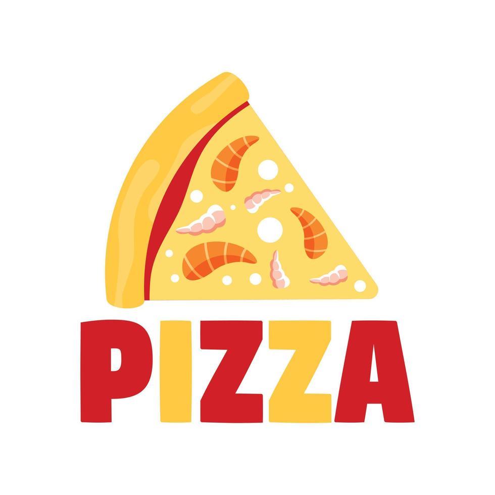 ohälsosam pizza skiva logotyp, platt stil vektor