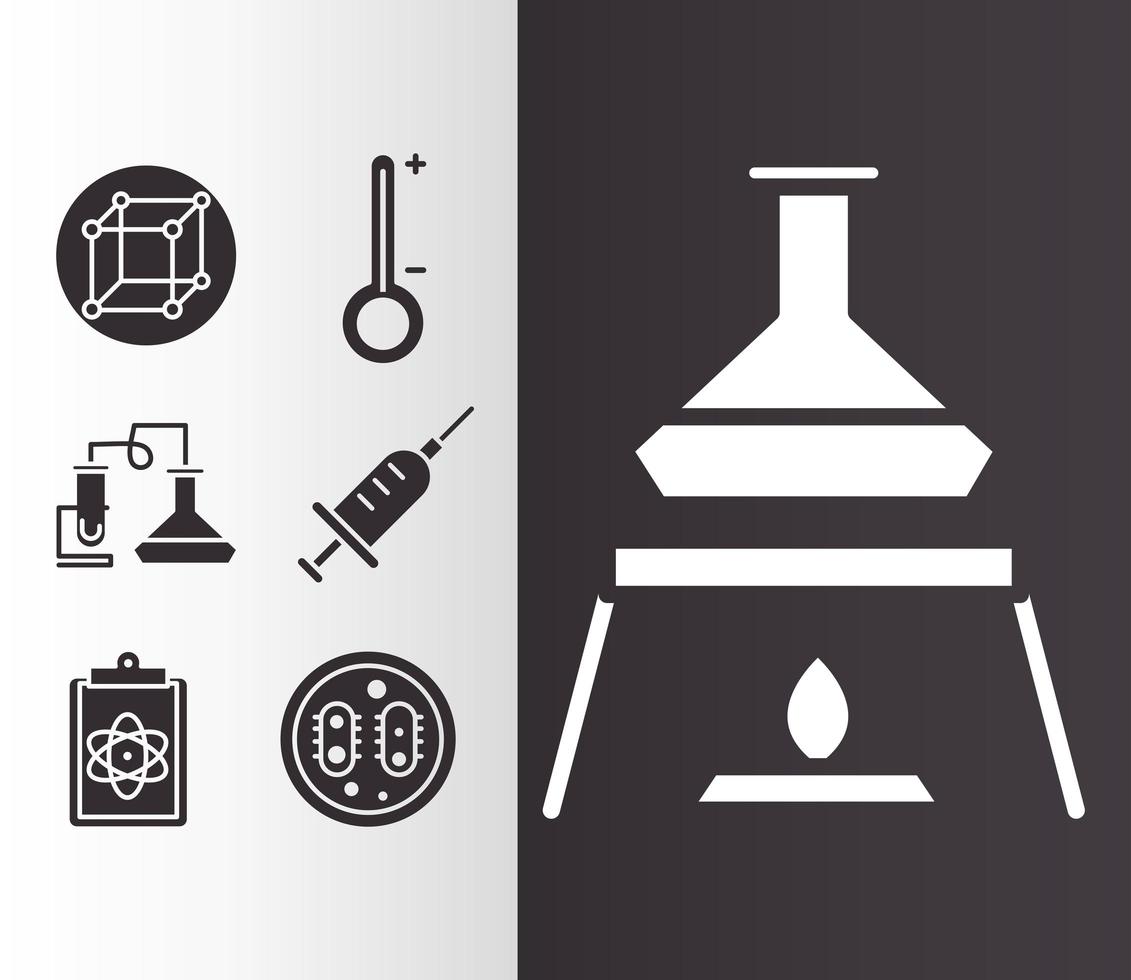 Biologie, Chemie und Wissenschaft Icon Set vektor