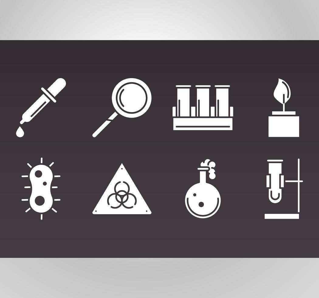 Biologie, Chemie und Wissenschaft Icon Set vektor