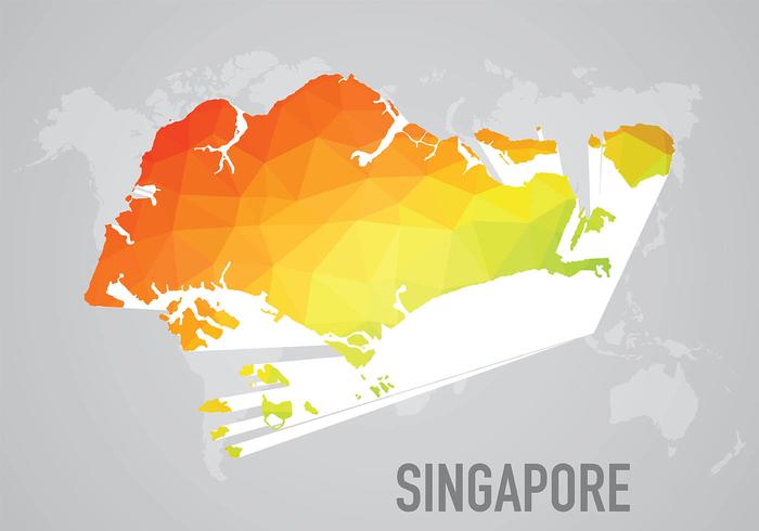 Polygonal Maps Singapore Bakgrund Vector