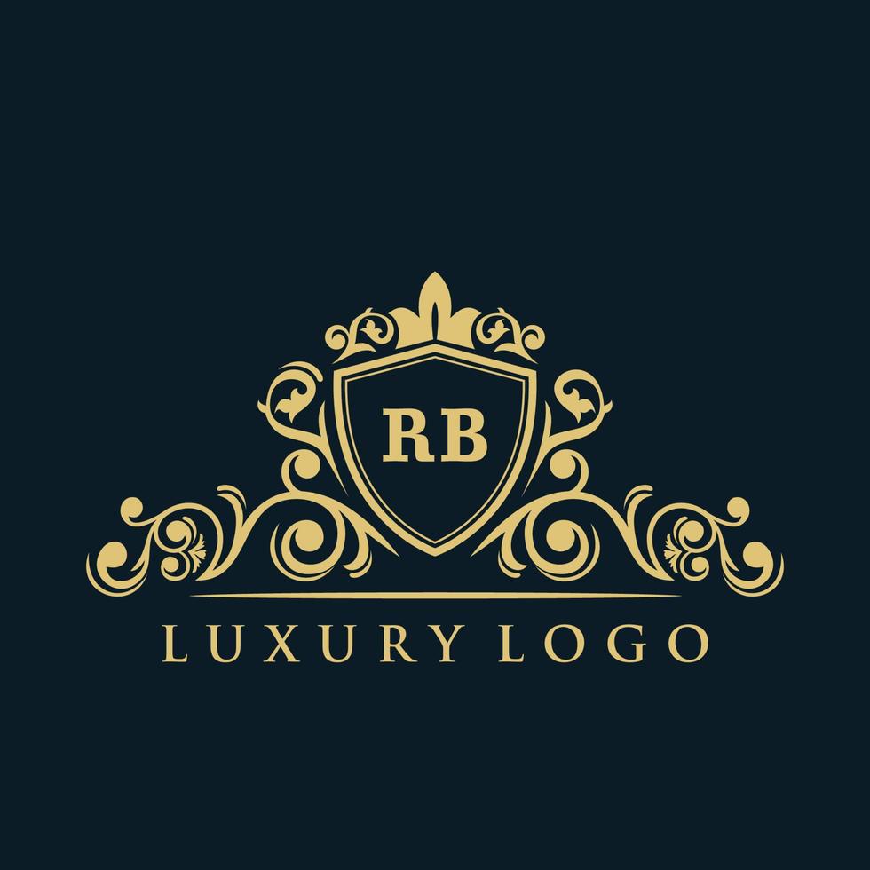 buchstabe rb logo mit luxuriösem goldschild. Eleganz-Logo-Vektorvorlage. vektor