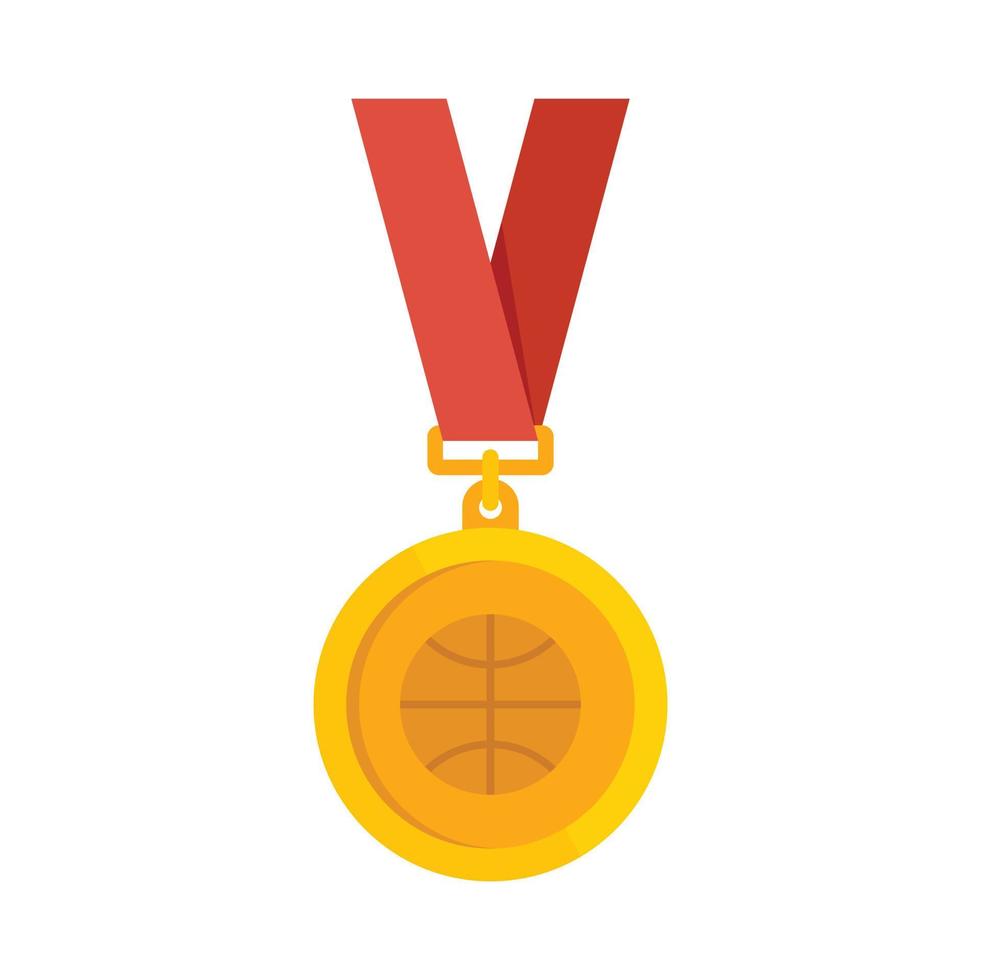 basketboll guld medalj ikon, platt stil vektor
