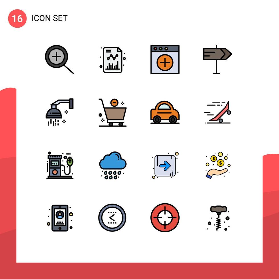 piktogram uppsättning av 16 enkel platt Färg fylld rader av vagn avslappning ny kosmetika badrum redigerbar kreativ vektor design element