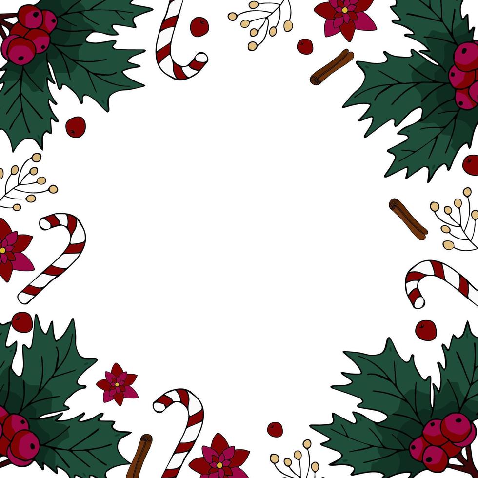 Satz von Weihnachtselementen auf weißem Hintergrund Zimt, Süßigkeiten. Vektor-Illustration. vektor