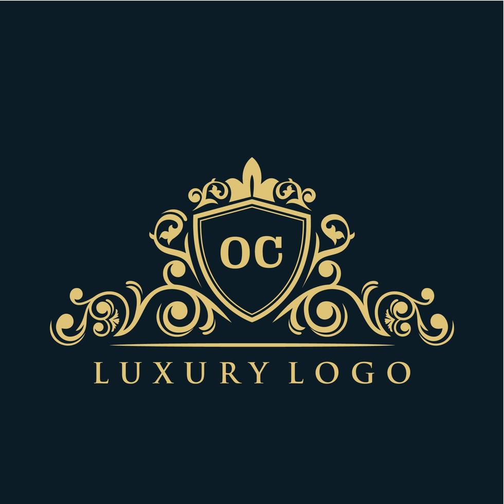 buchstabe oc logo mit luxuriösem goldschild. Eleganz-Logo-Vektorvorlage. vektor