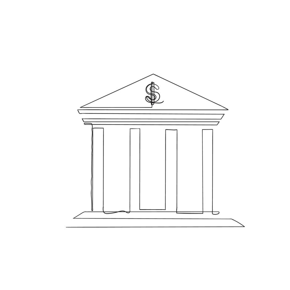 kontinuierliche Linienzeichnung Gerichtsgebäude und Banksymbol Illustrationsvektor vektor