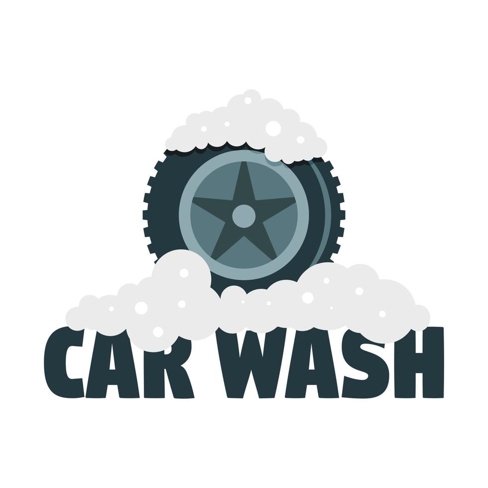 bil tvätta däck logotyp, platt stil vektor