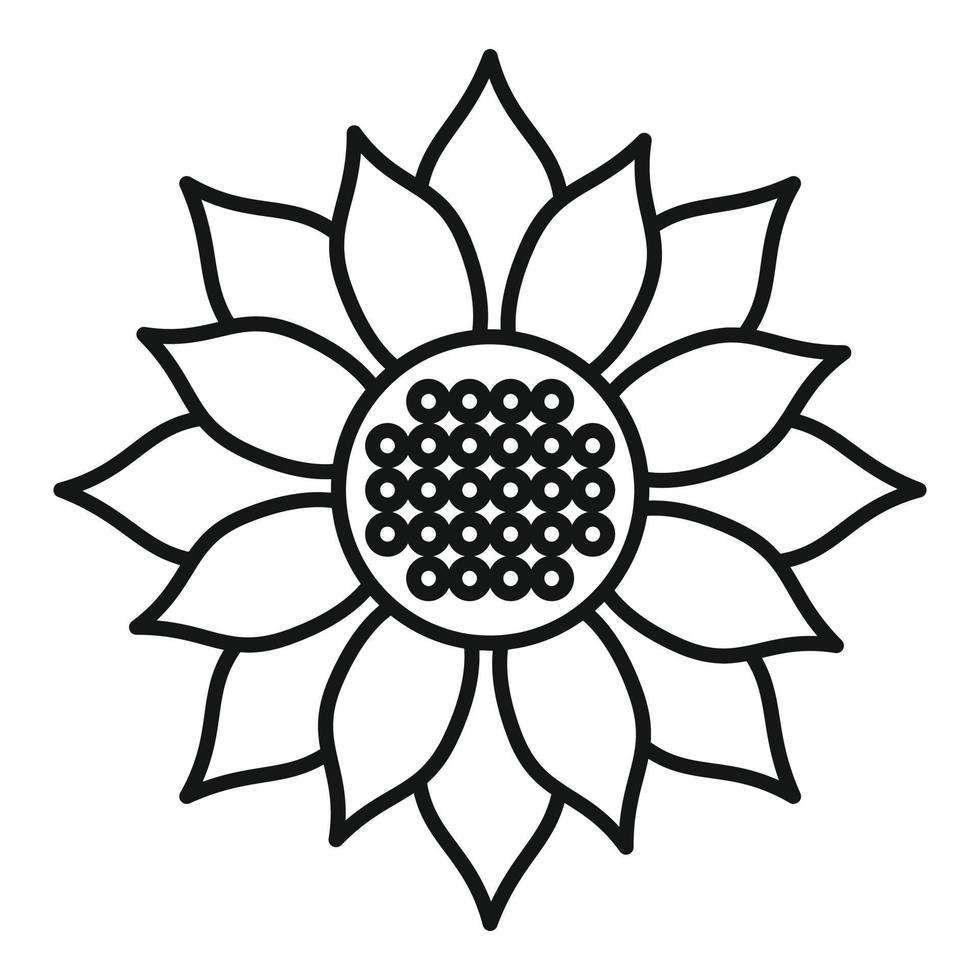 kosmetisches sonnenblumensymbol, umrissstil vektor