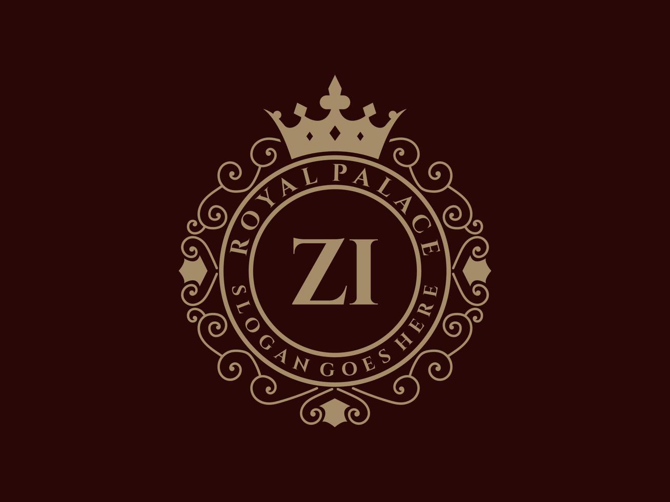 brev zi antik kunglig lyx victorian logotyp med dekorativ ram. vektor