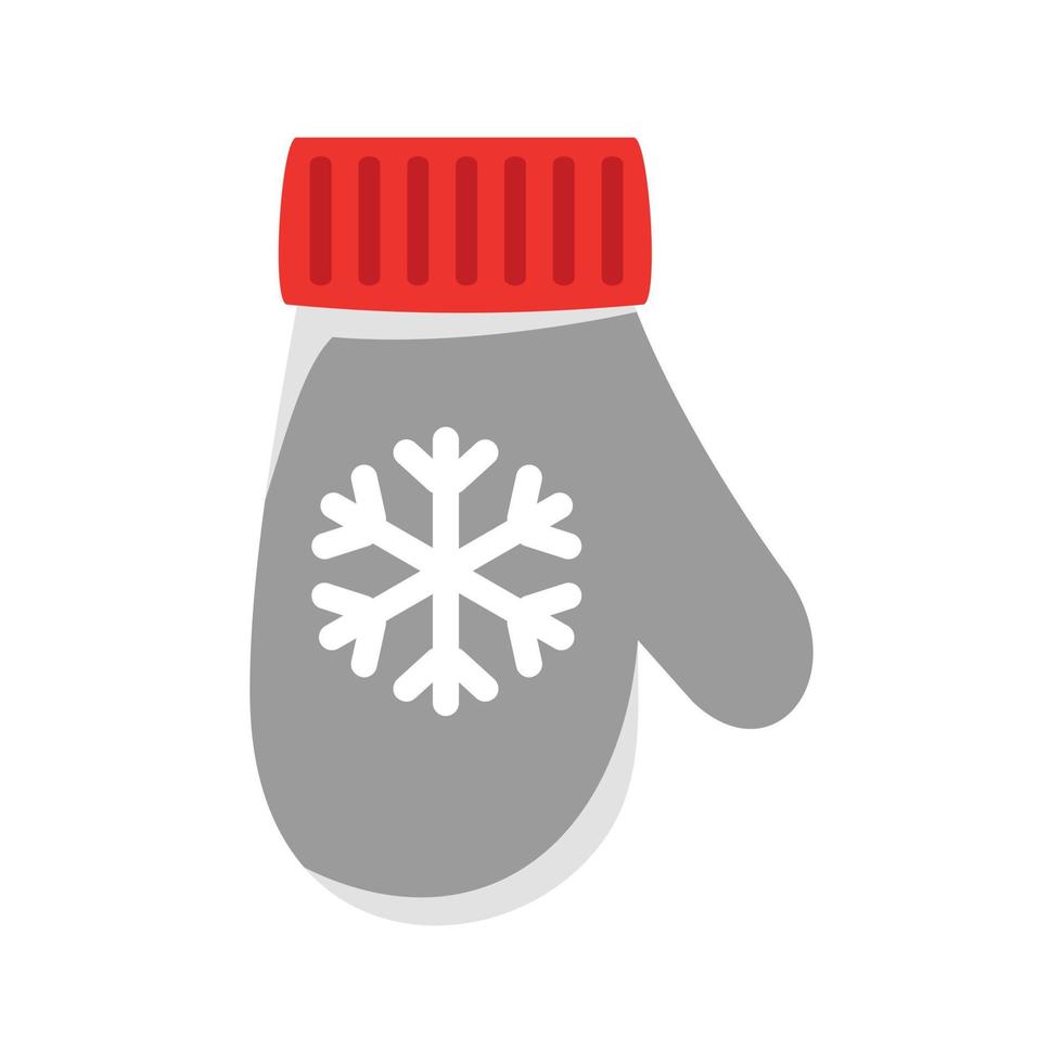 vit röd vinter- handske ikon, platt stil vektor