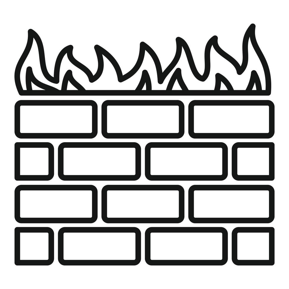 Computer-Firewall-Symbol, Umrissstil vektor