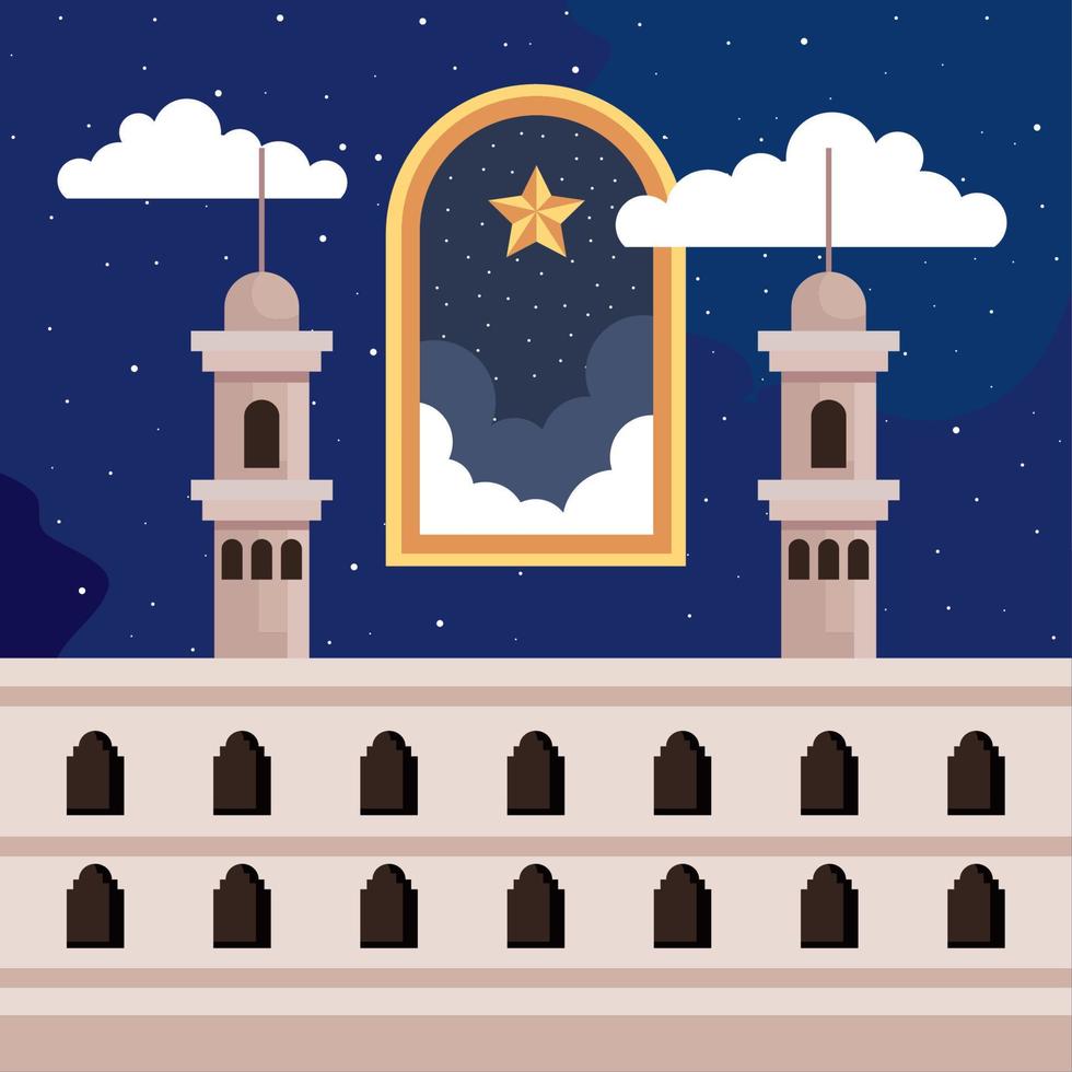 muslim kultur moské med stjärna vektor