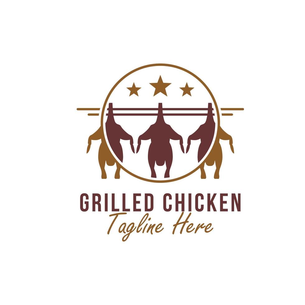 grillad kyckling vektor illustration logotyp