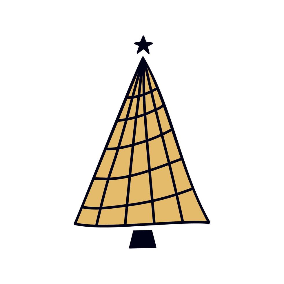 platt hand dragen jul träd vektor illustration